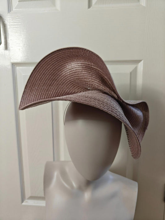 light brown large straw fascinator millinery burlesque headband wedding hat