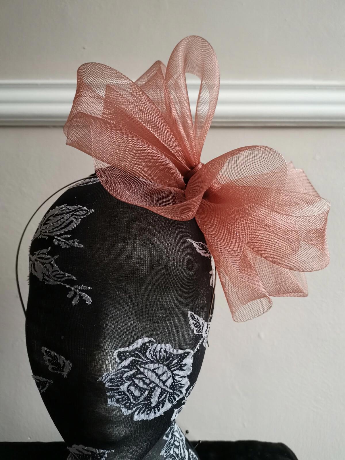 light brown fascinator millinery burlesque headband wedding hat hair piece