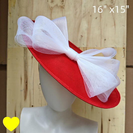 red white fascinator wedding hatinator hat Kentucky Derby Royal Ascot bow