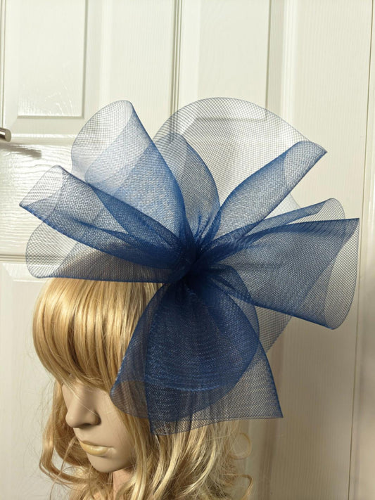 navy blue fascinator millinery burlesque headband wedding hat ascot race