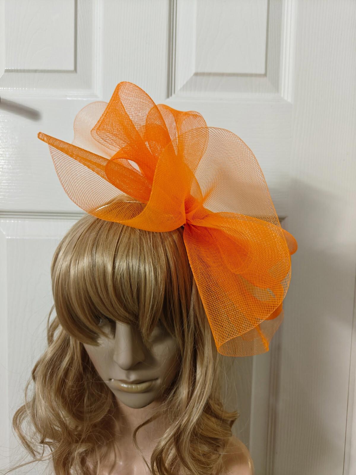 orange fascinator millinery burlesque headband wedding hat ascot race