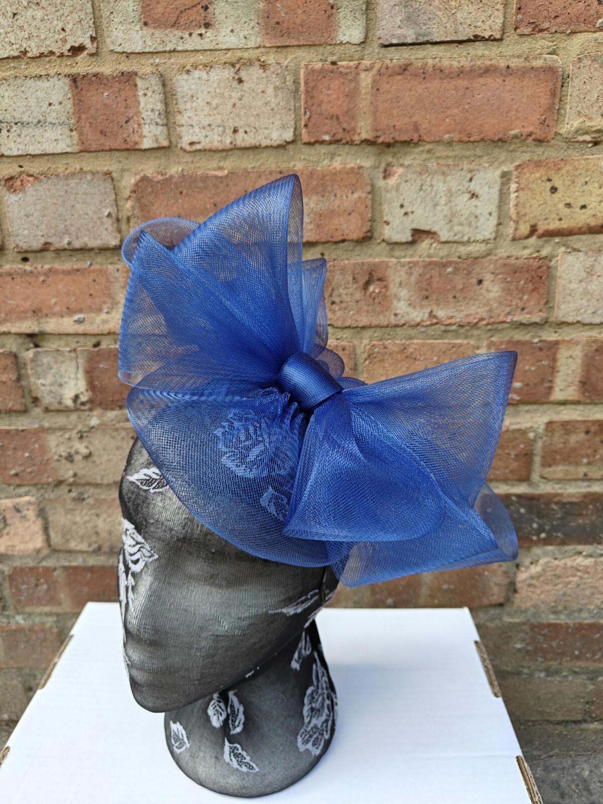 Blue fascinator millinery burlesque headband wedding hat ascot race