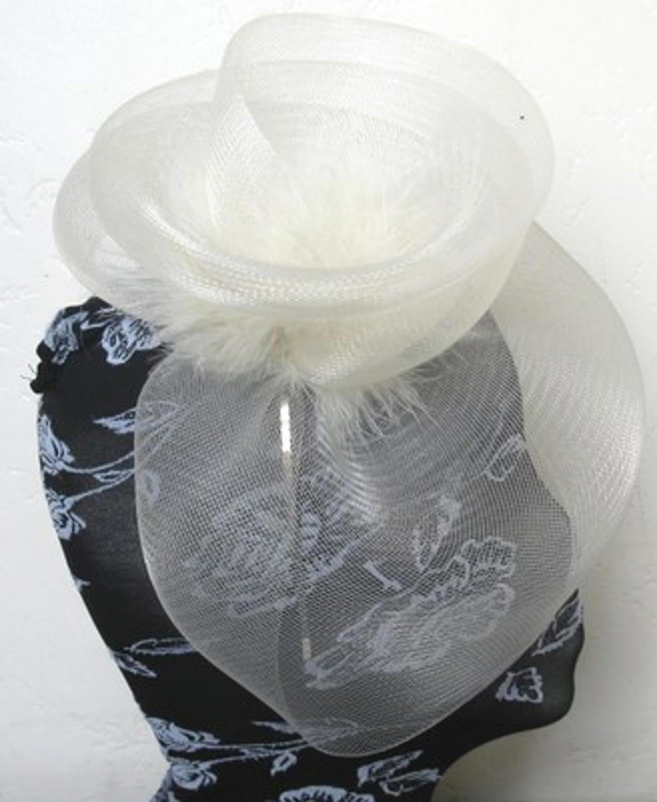 ivory feather fascinator millinery burlesque headband wedding hat hair piece x