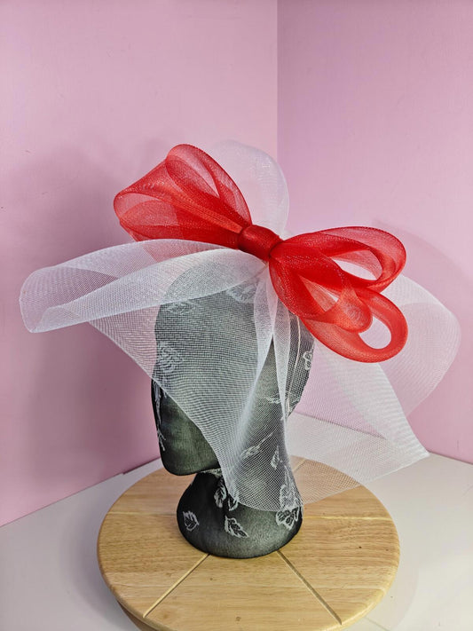 white red fascinator millinery headband derby wedding hat ascot race