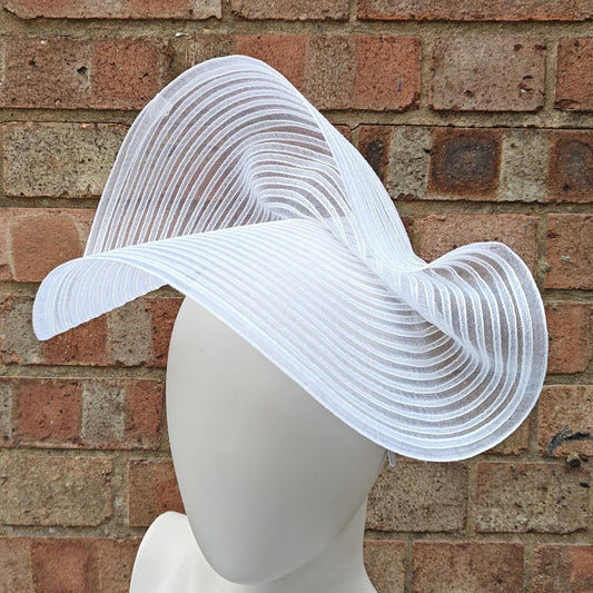 white crinoline fascinator millinery headband wedding hat party cosplay