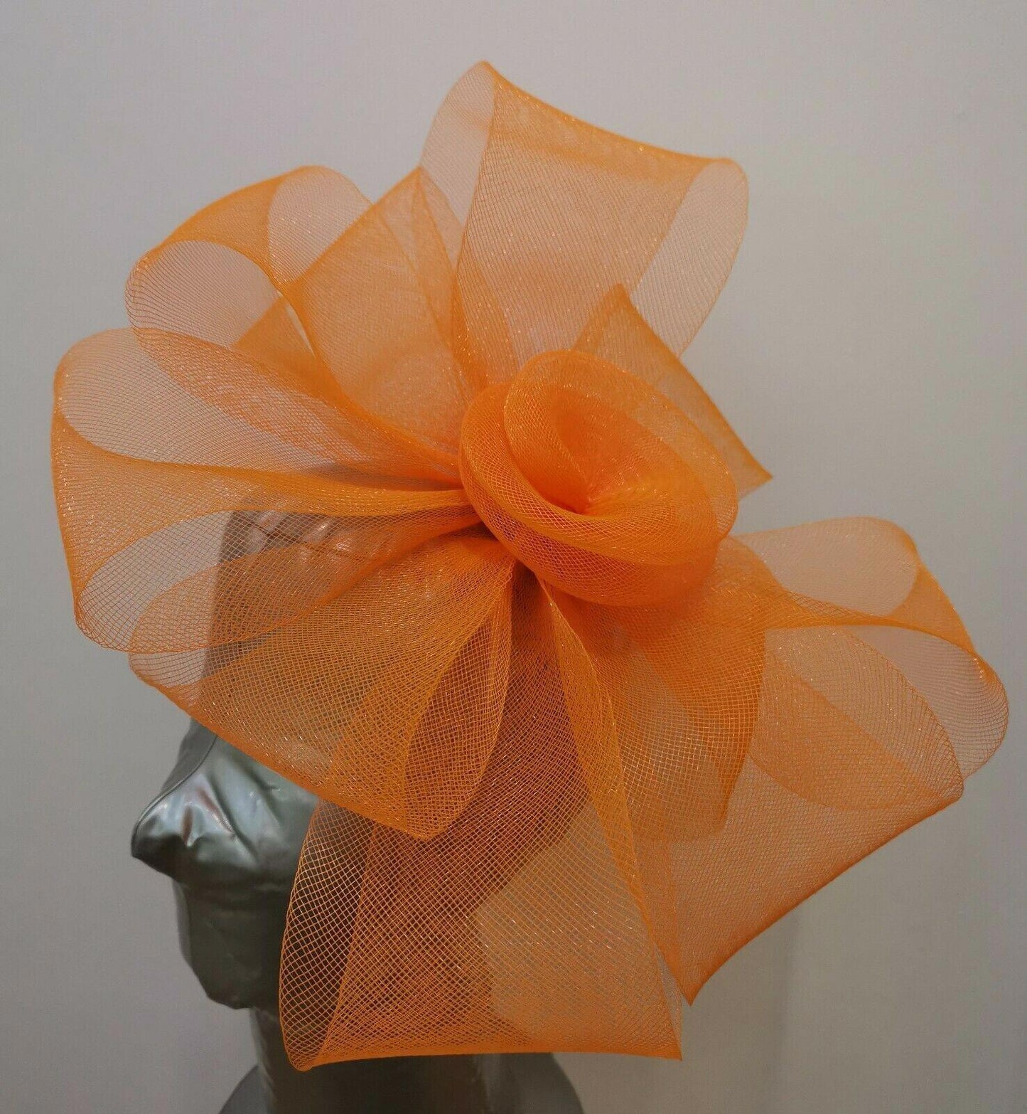orange fascinator millinery burlesque wedding hat ascot race bridal British