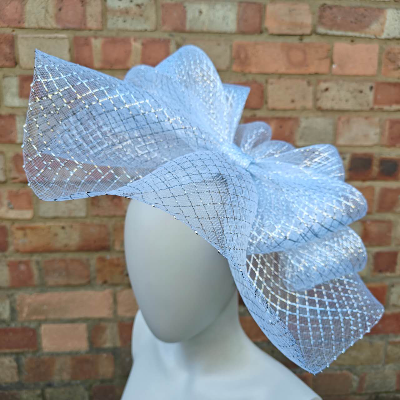 silver crinoline fascinator millinery burlesque headband wedding hat hair piece