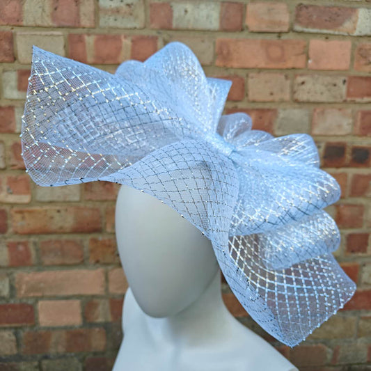 silver crinoline fascinator millinery burlesque headband wedding hat hair piece