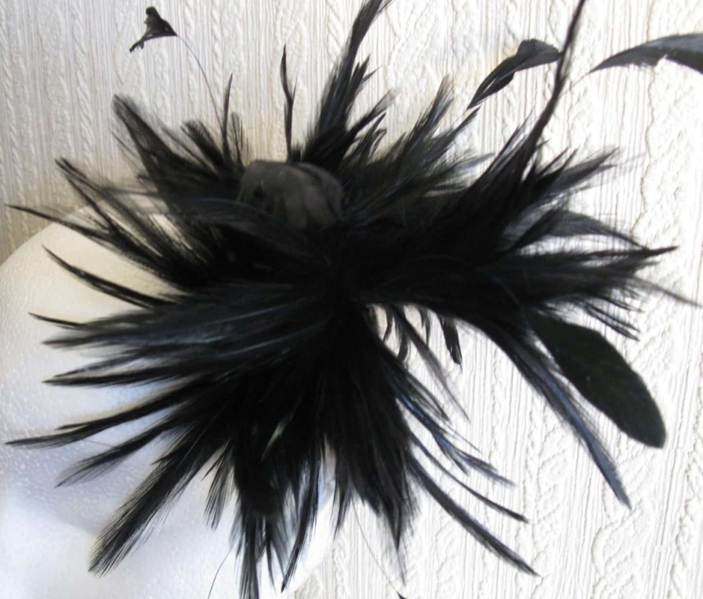 black fascinator millinery feather brooch clip wedding