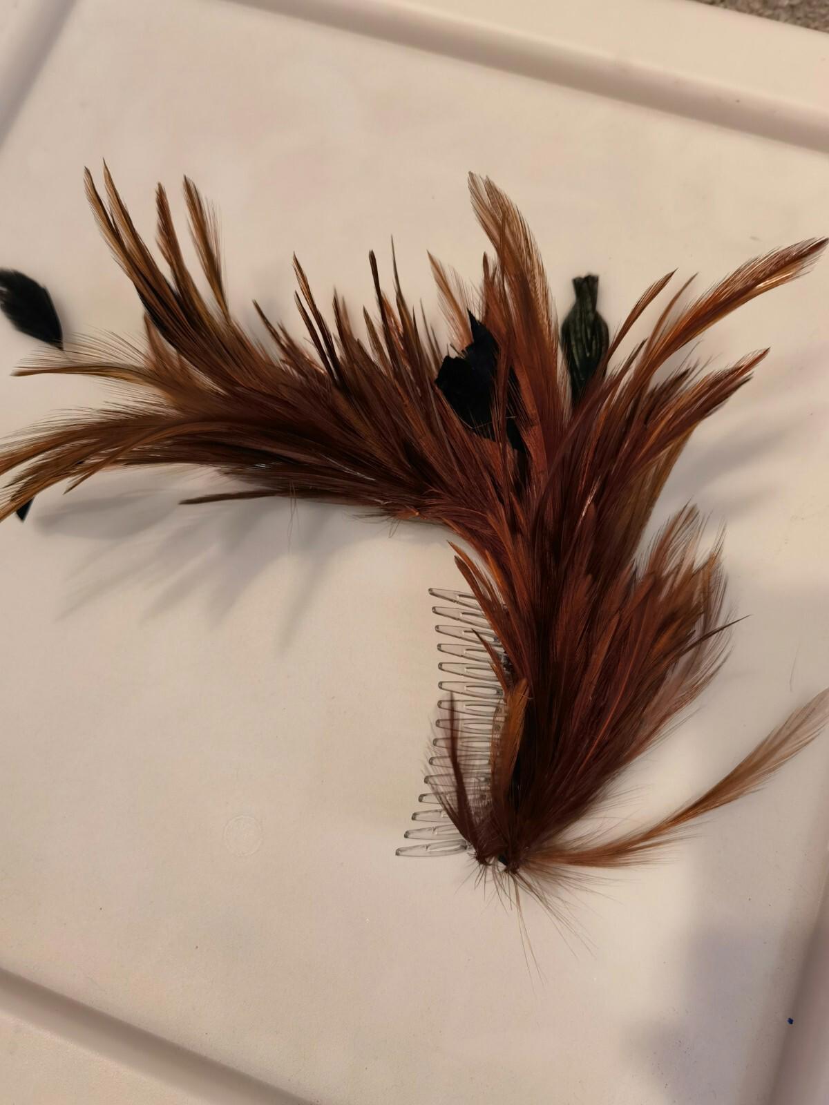 brown feather comb fascinator millinery wedding hat