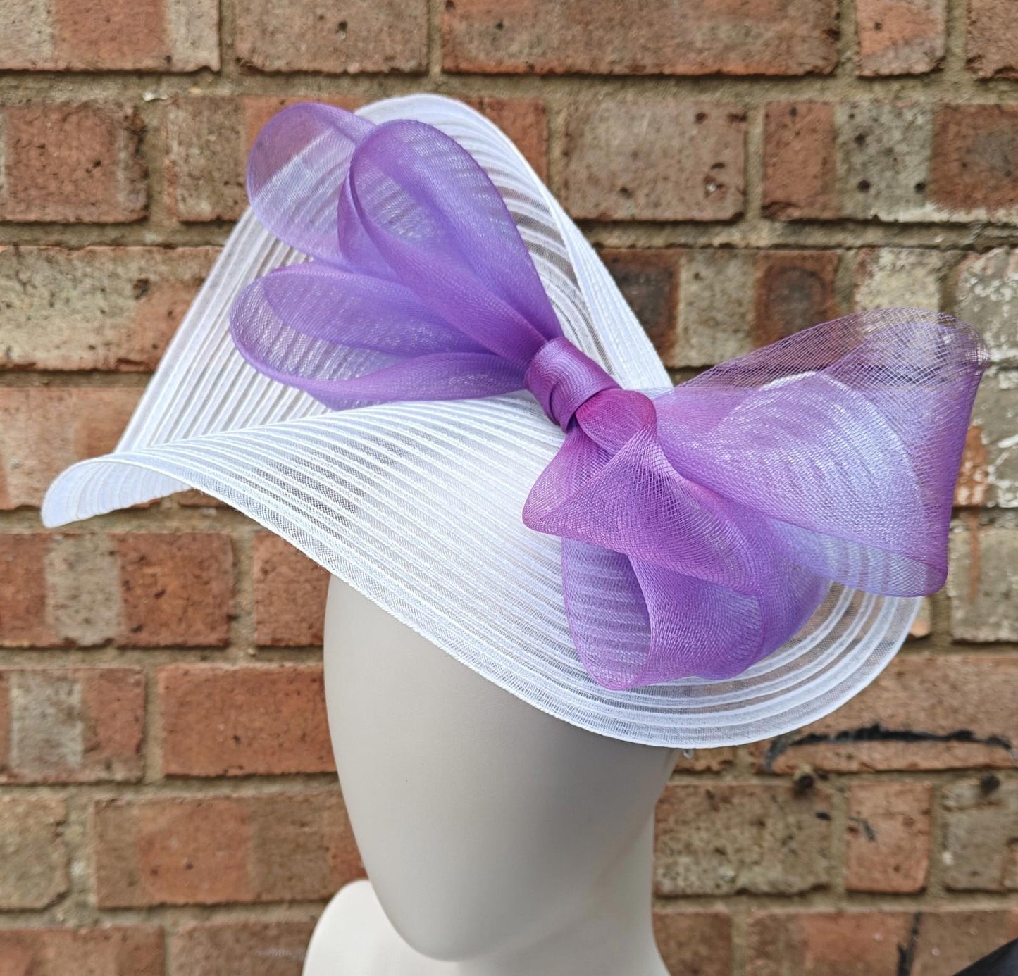 white purple bow crinoline fascinator millinery headband wedding hat party cosplay