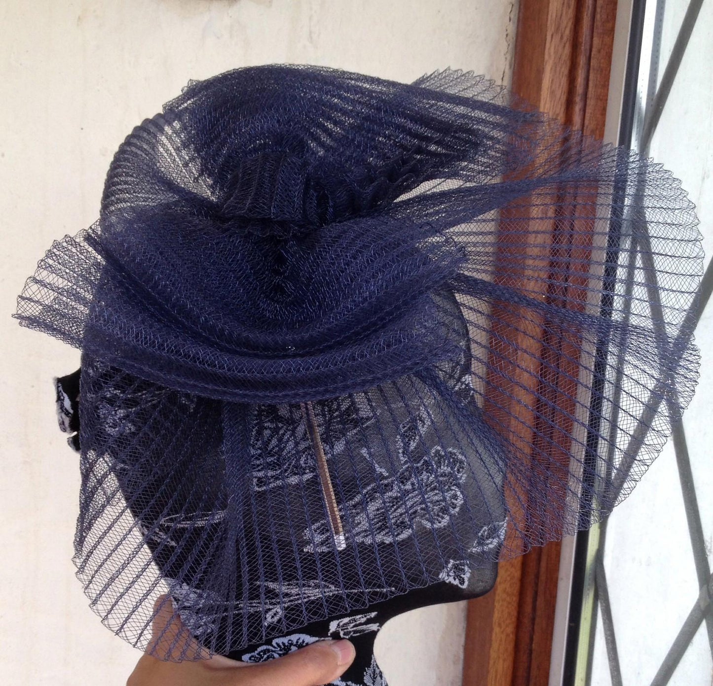 Navy fascinator millinery burlesque wedding hat hair piece ascot race bridal