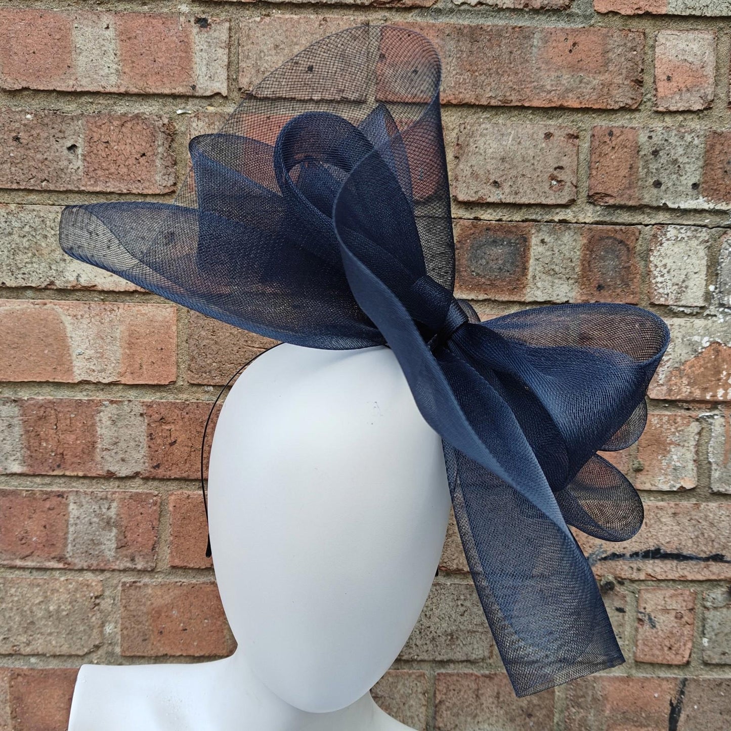 dark navy handmade fascinator millinery headband wedding hat race party