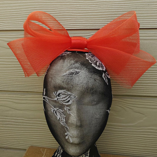 red bow hair clip brooch fascinator millinery wedding hat race party