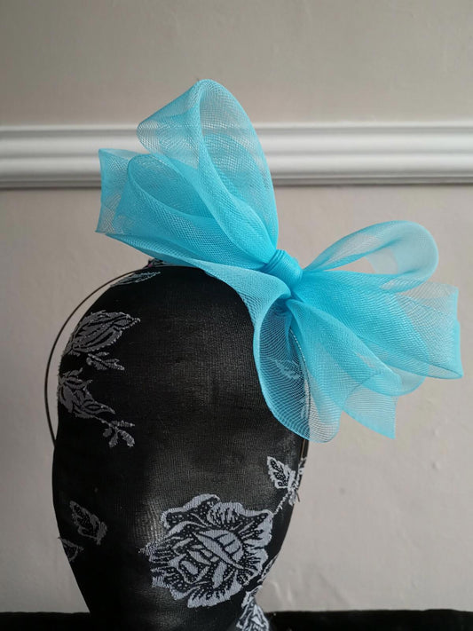 turquoise blue fascinator millinery burlesque headband wedding hat hair piece