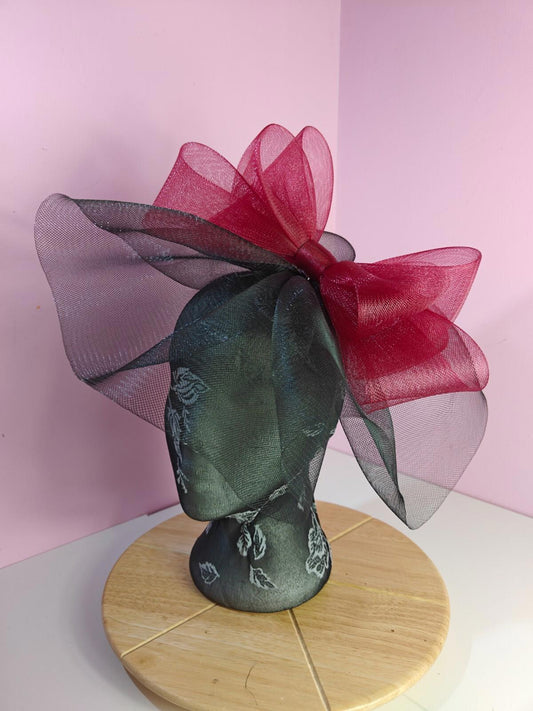 black dark red fascinator millinery headband derby wedding hat ascot race