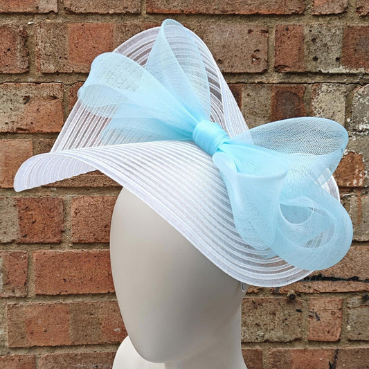 white light turquoise crinoline fascinator millinery headband wedding hat party cosplay