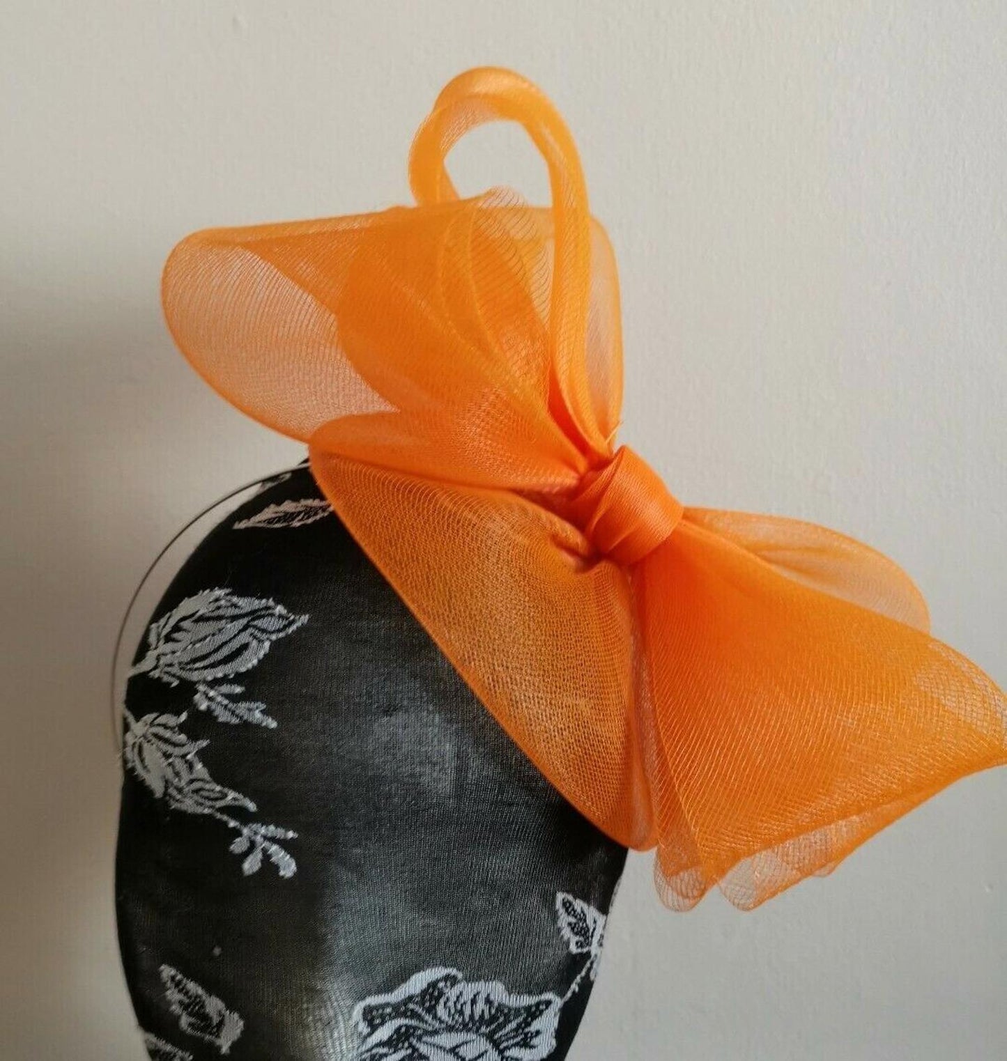 orange fascinator millinery burlesque wedding hat ascot race bridal British