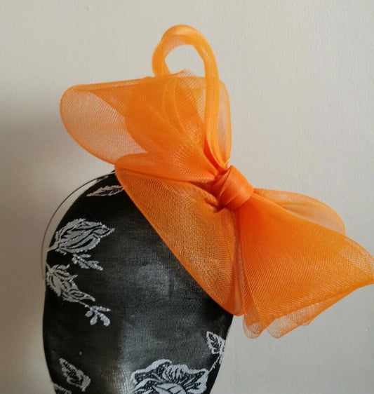 orange fascinator millinery burlesque wedding hat ascot race bridal British