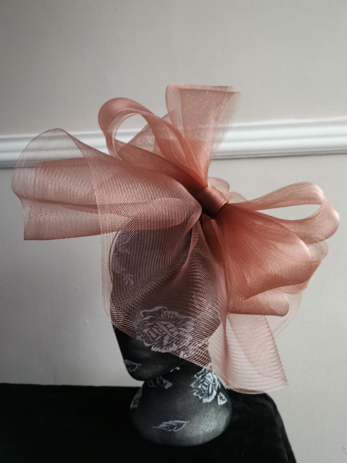 light brown fascinator millinery burlesque headband wedding hat hair piece