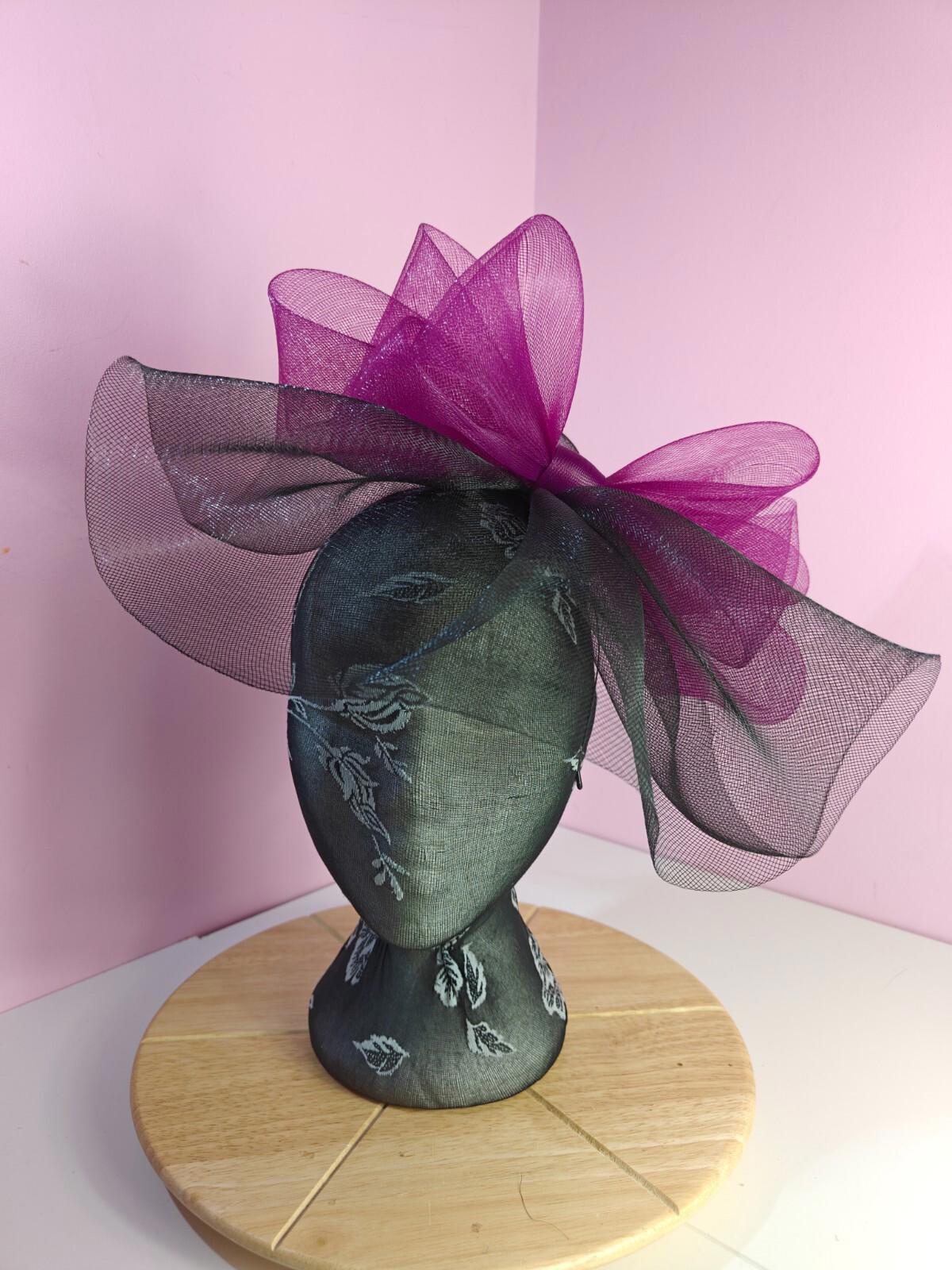 black purple pink fascinator millinery headband derby wedding hat ascot race