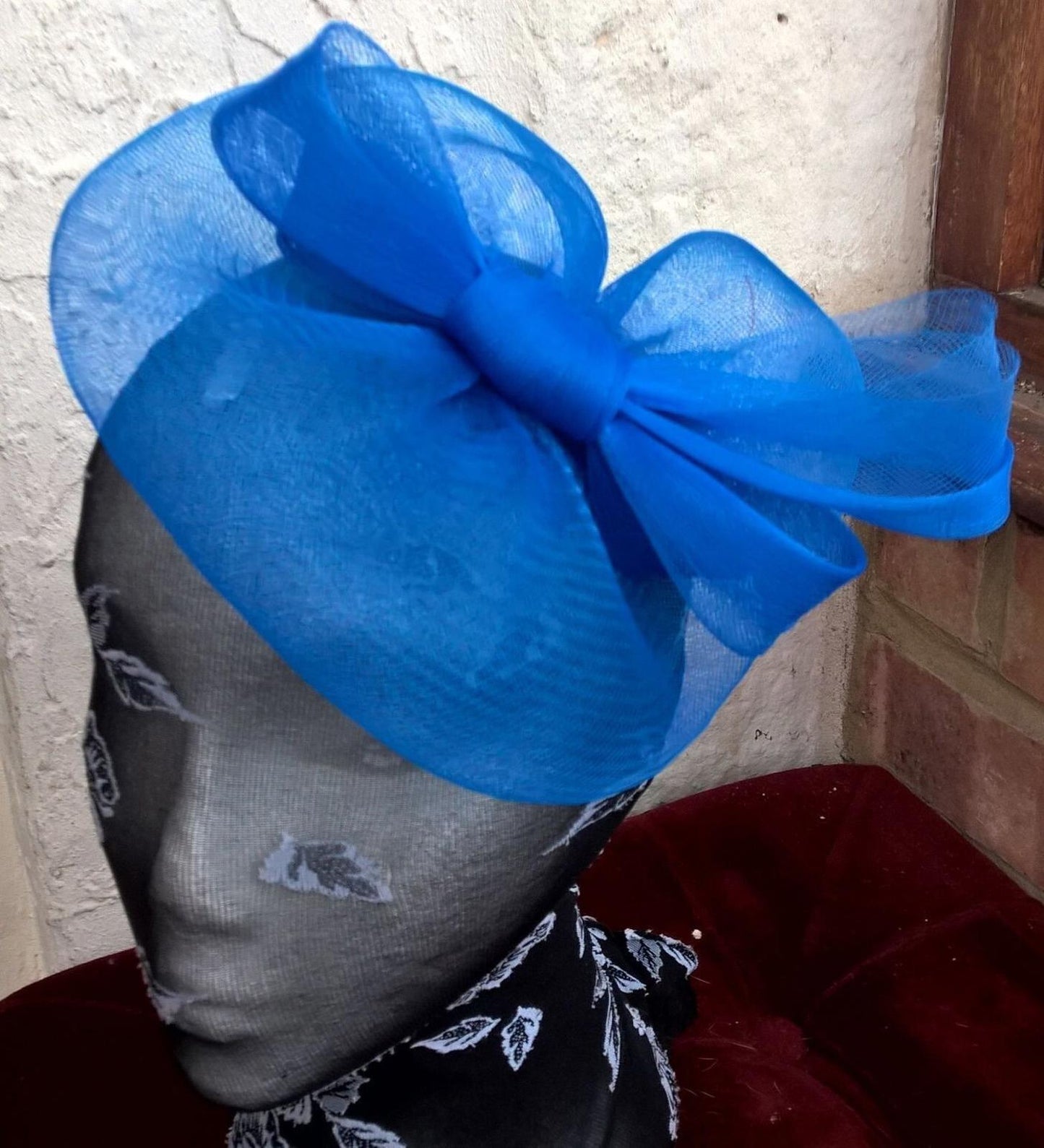 blue fascinator millinery burlesque wedding hat ascot race bridal British
