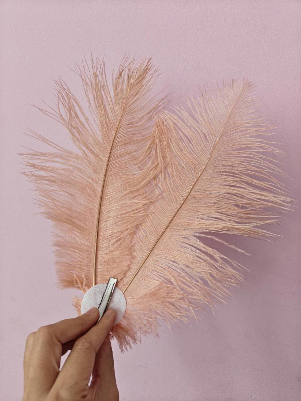 peach nude ostrich feather hair clip fascinator fancy dress costume dance party