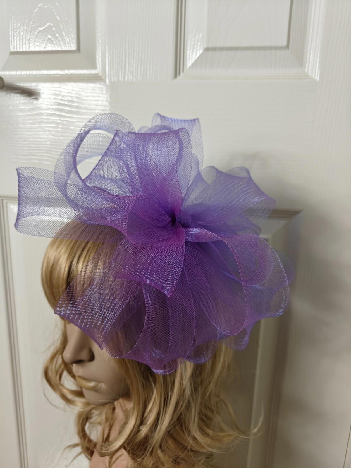 purple fascinator millinery burlesque headband wedding hat ascot race