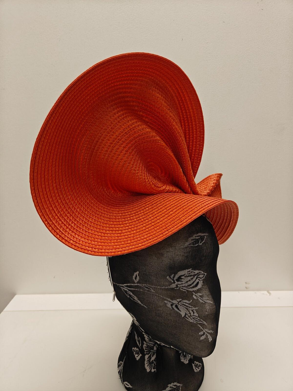 orange large straw fascinator millinery burlesque headband wedding hat