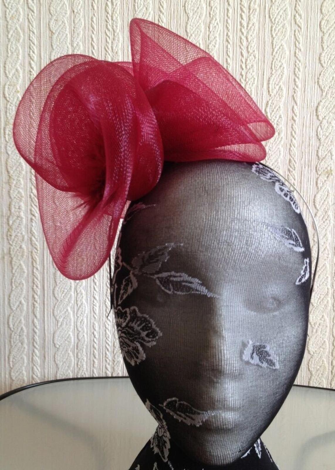 dark red headband crin fascinator millinery hat wedding ascot
