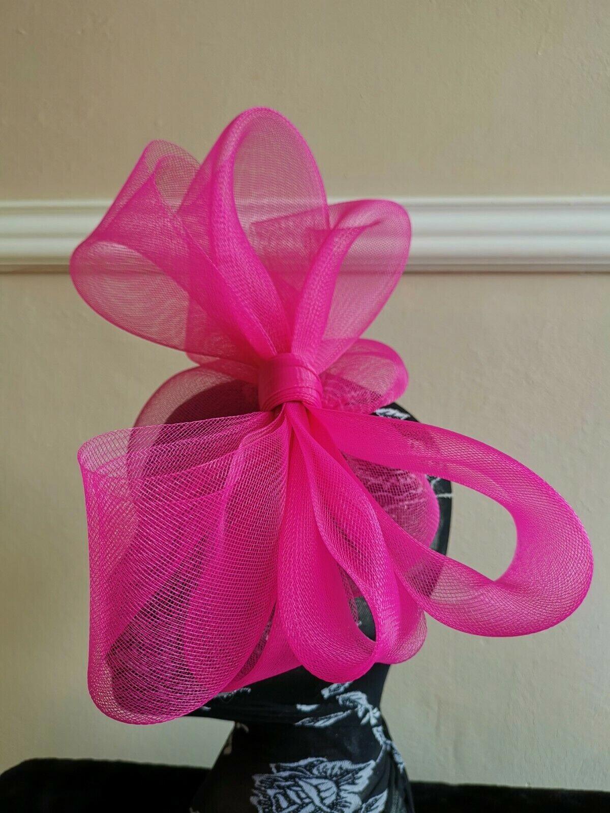hot pink headband crinoline fascinator millinery hat wedding ascot