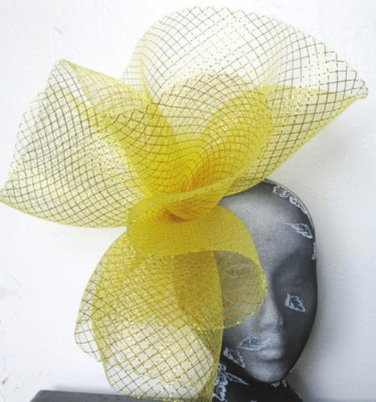 gold feather fascinator millinery burlesque headband wedding hat hair piece 1