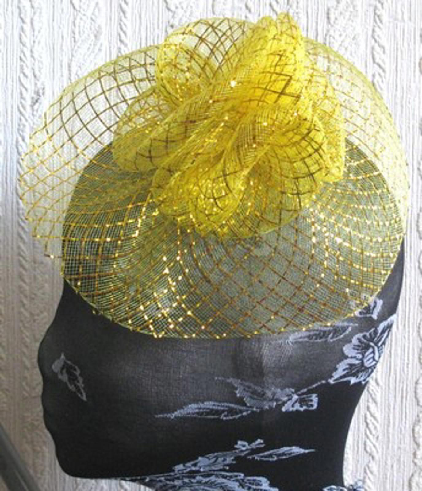 gold flower fascinator millinery  brooch clip wedding hat bridal ascot race