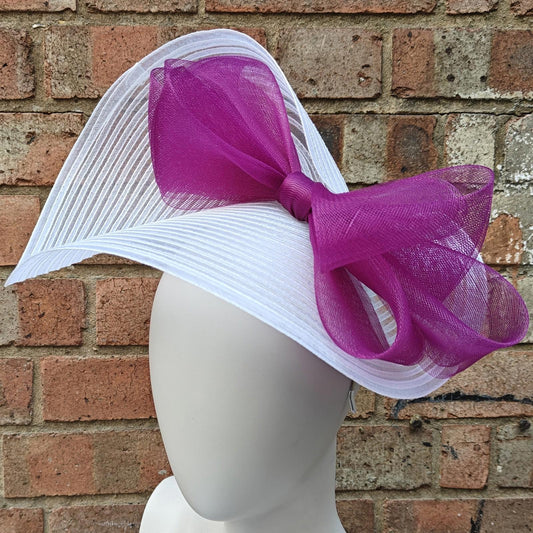 white plum bow crinoline fascinator millinery headband wedding hat party cosplay