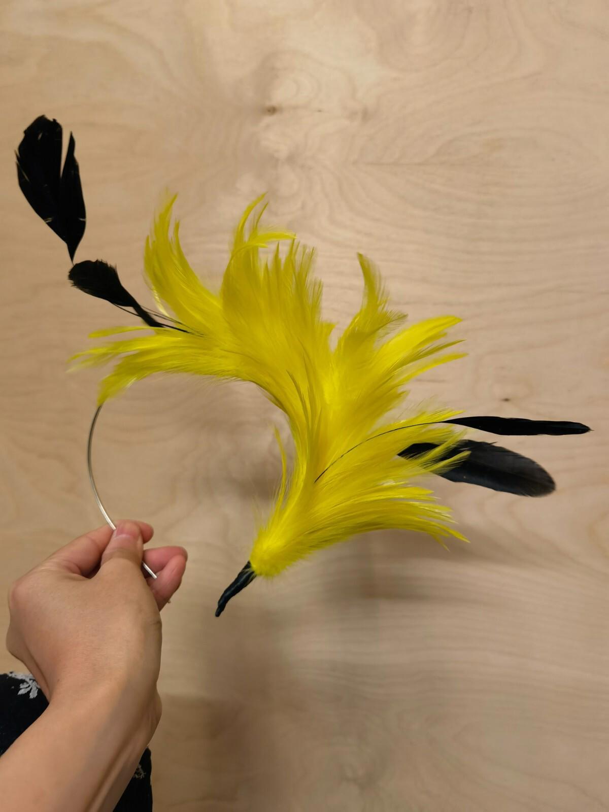 yellow feather headband fascinator millinery wedding ascot bridal hat hair piece