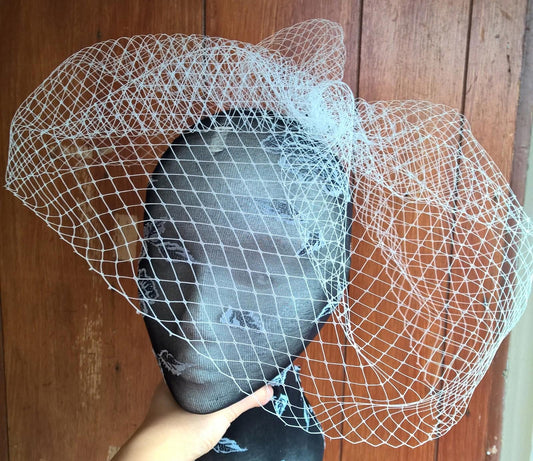 white ivory french veil veiling fascinator wedding bridal hair comb clip race