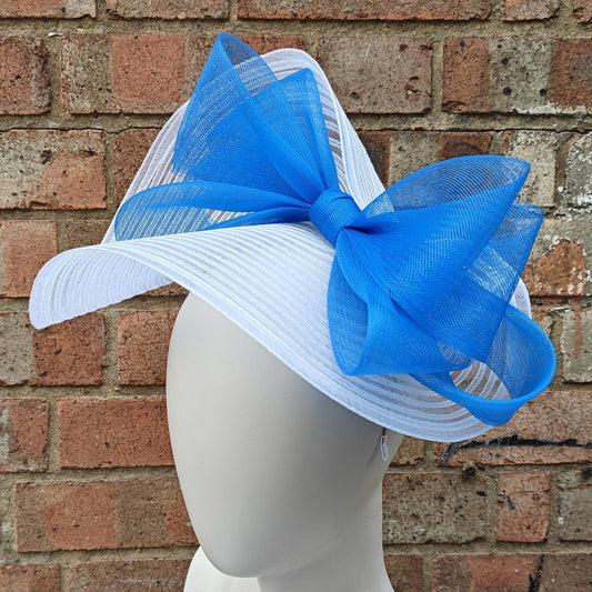 white blue bow crinoline fascinator millinery headband wedding hat party cosplay