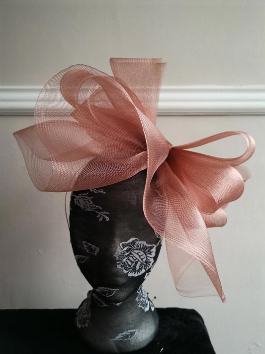 light brown fascinator millinery burlesque headband wedding hat hair piece