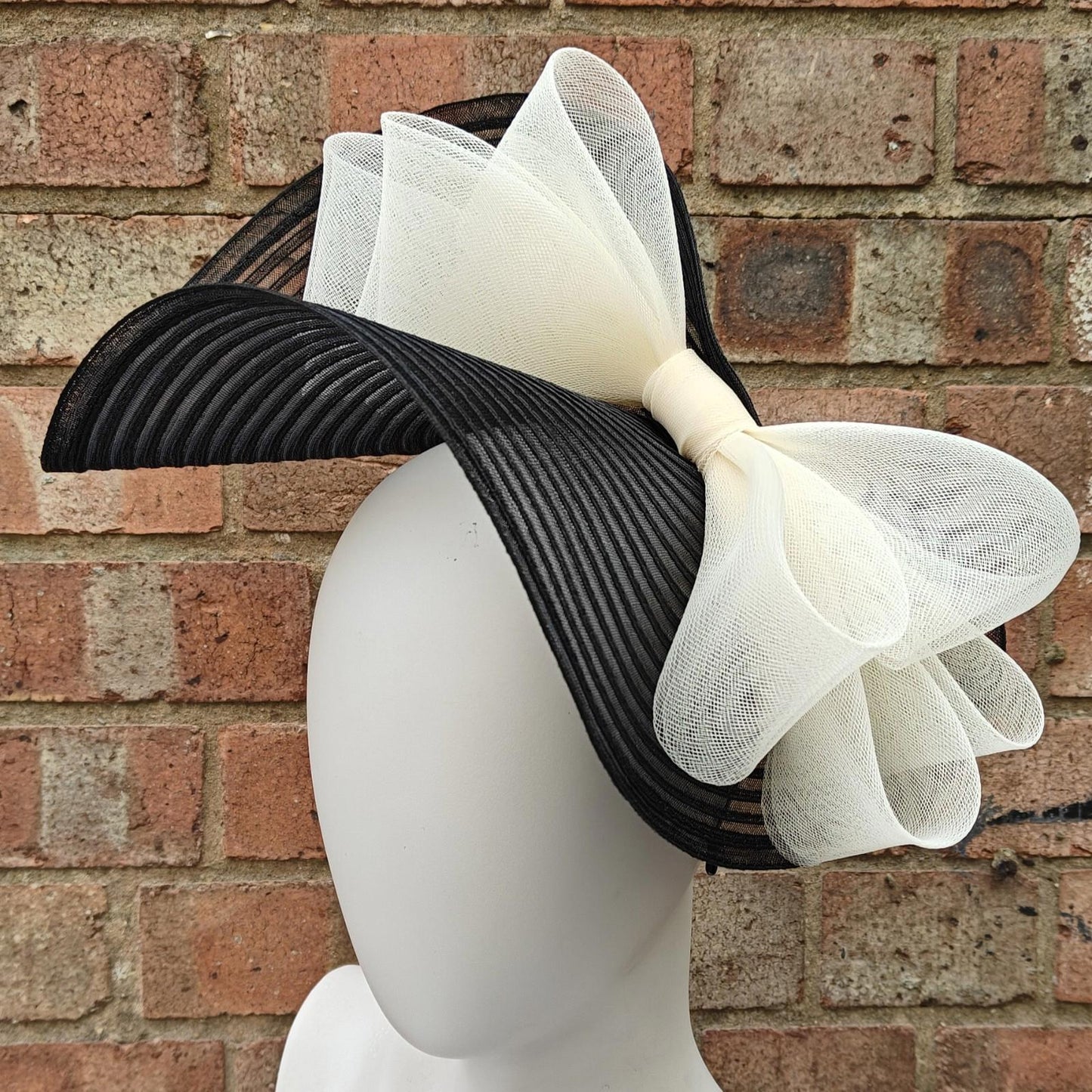 black ivory bow crinoline fascinator millinery headband wedding hat party cosplay
