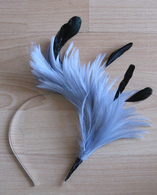 grey feather headband fascinator millinery wedding