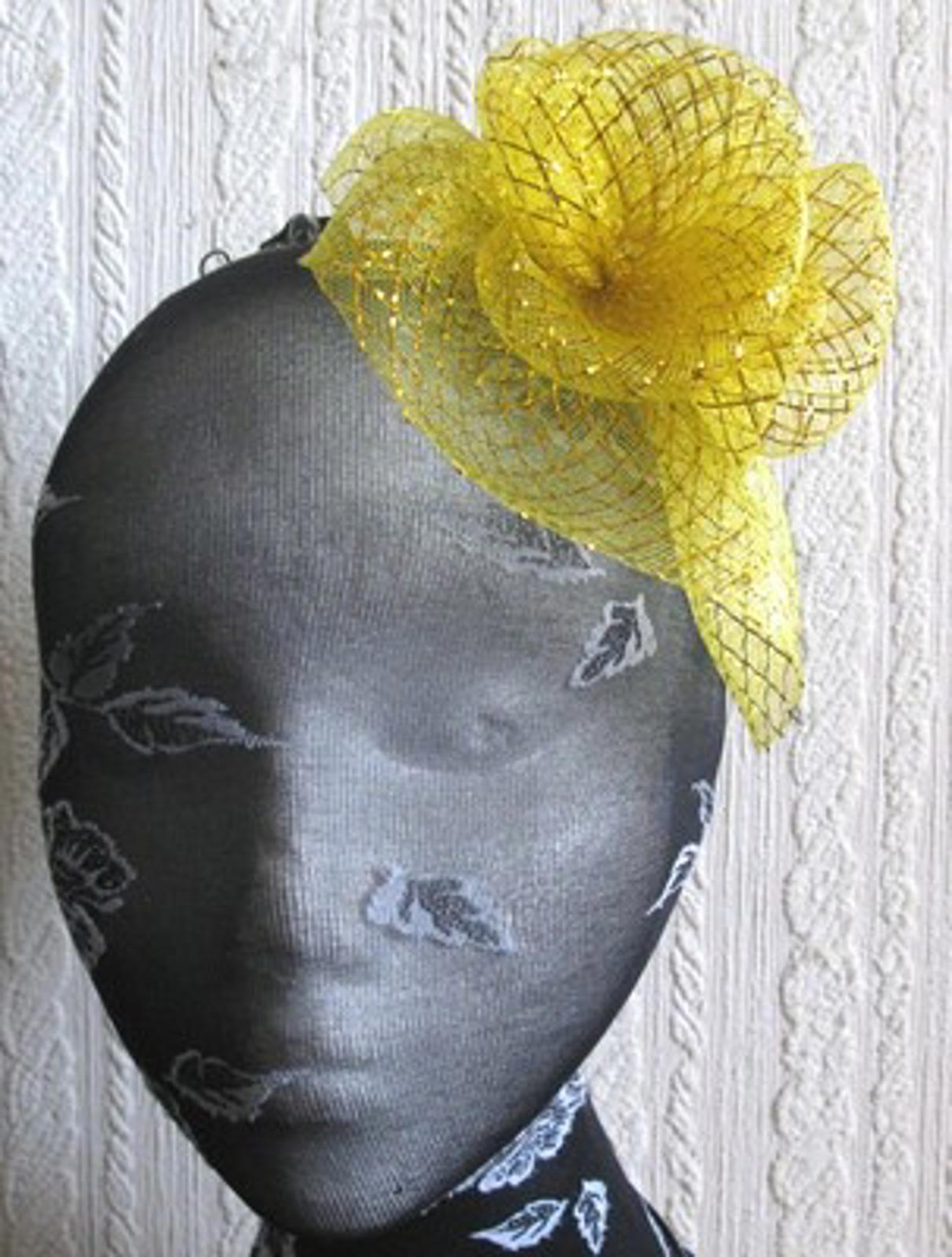 gold flower fascinator millinery  brooch clip wedding hat bridal ascot race