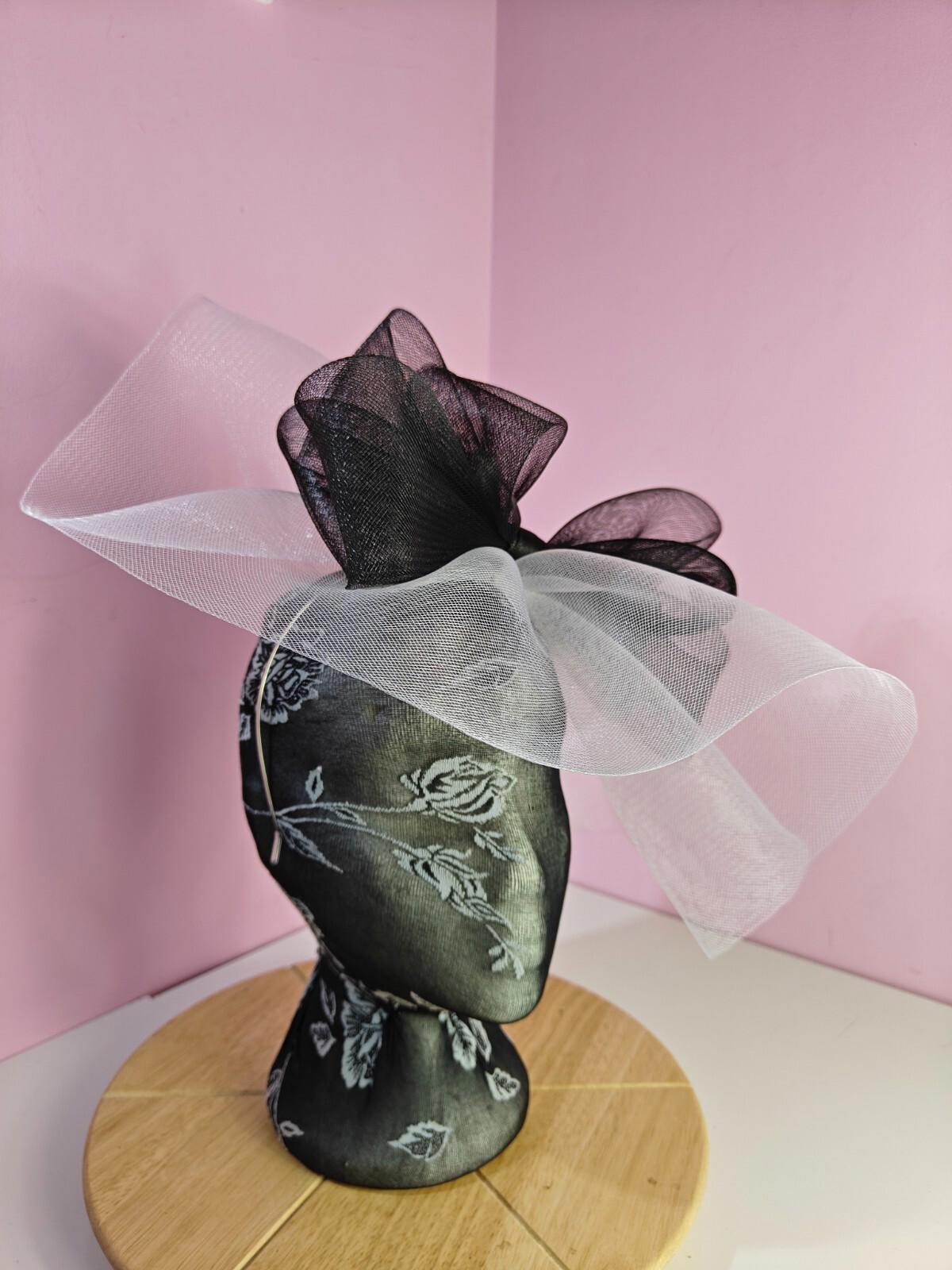 white black fascinator millinery headband derby wedding hat ascot race