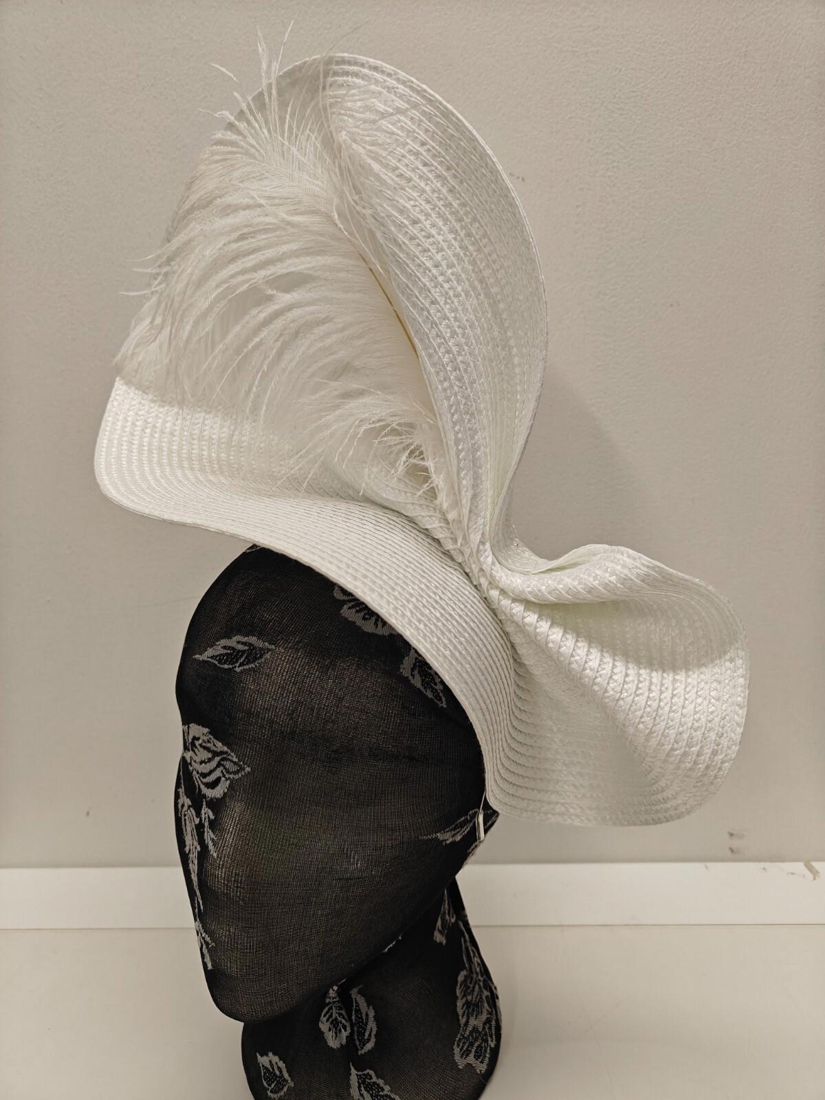 white large straw fascinator ostrich feather millinery headband wedding hat