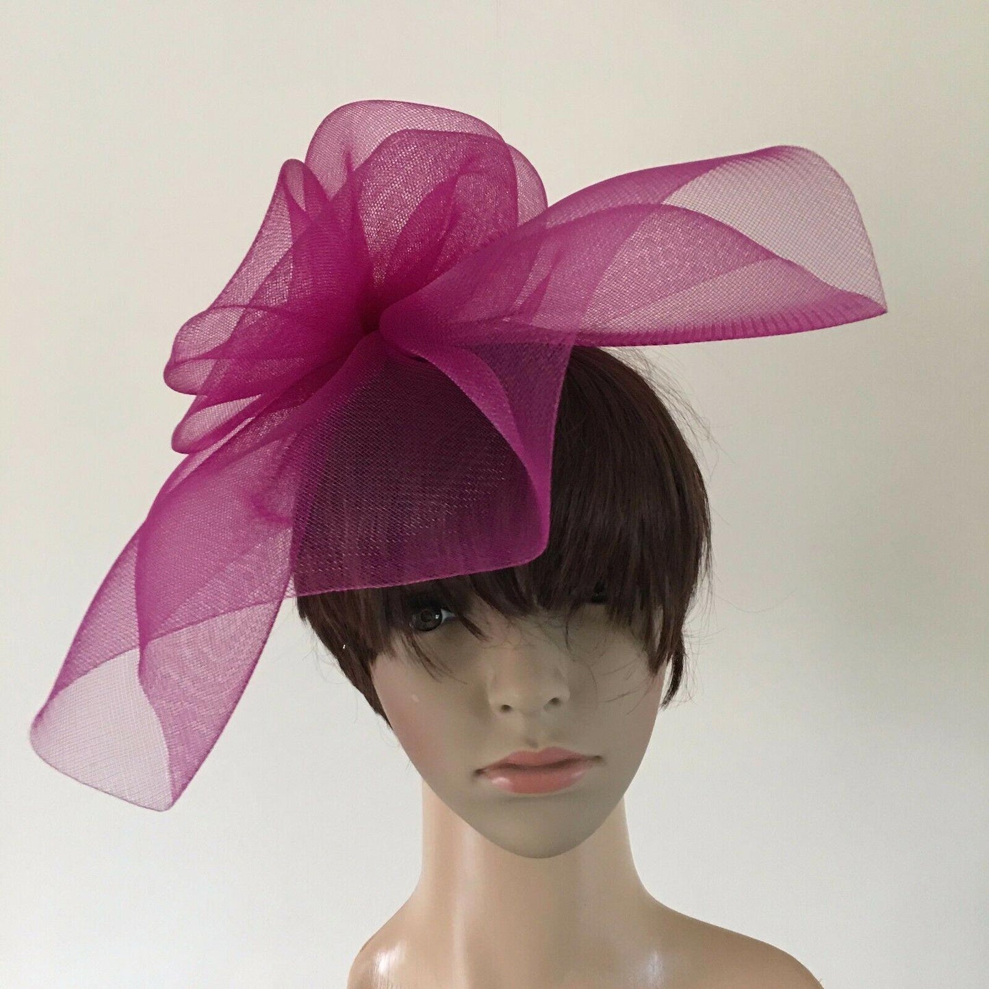 dark plum pink purple headband crinoline fascinator millinery hat wedding ascot