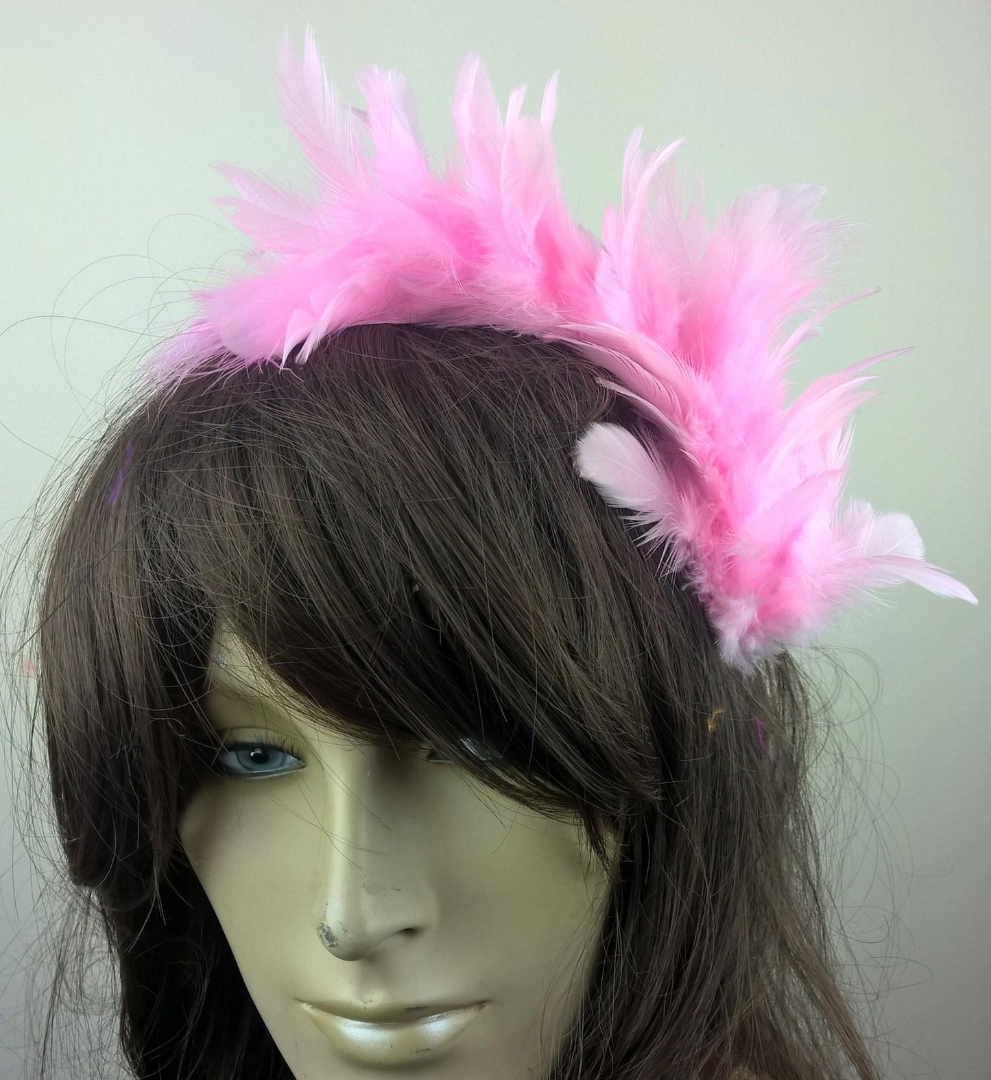 pink feather headband fascinator hair band wedding bridal race party ascot