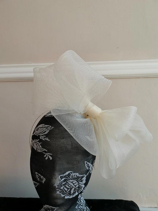 ivory off white fascinator millinery burlesque headband wedding hat hair piece