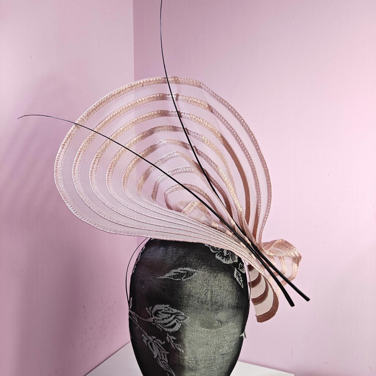 pink ostrich quill spine fascinator wedding hat Kentucky Derby Royal Ascot