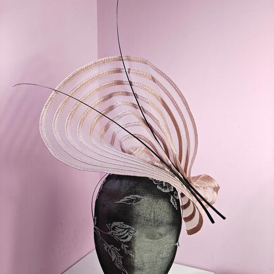 pink ostrich quill spine fascinator wedding hat Kentucky Derby Royal Ascot