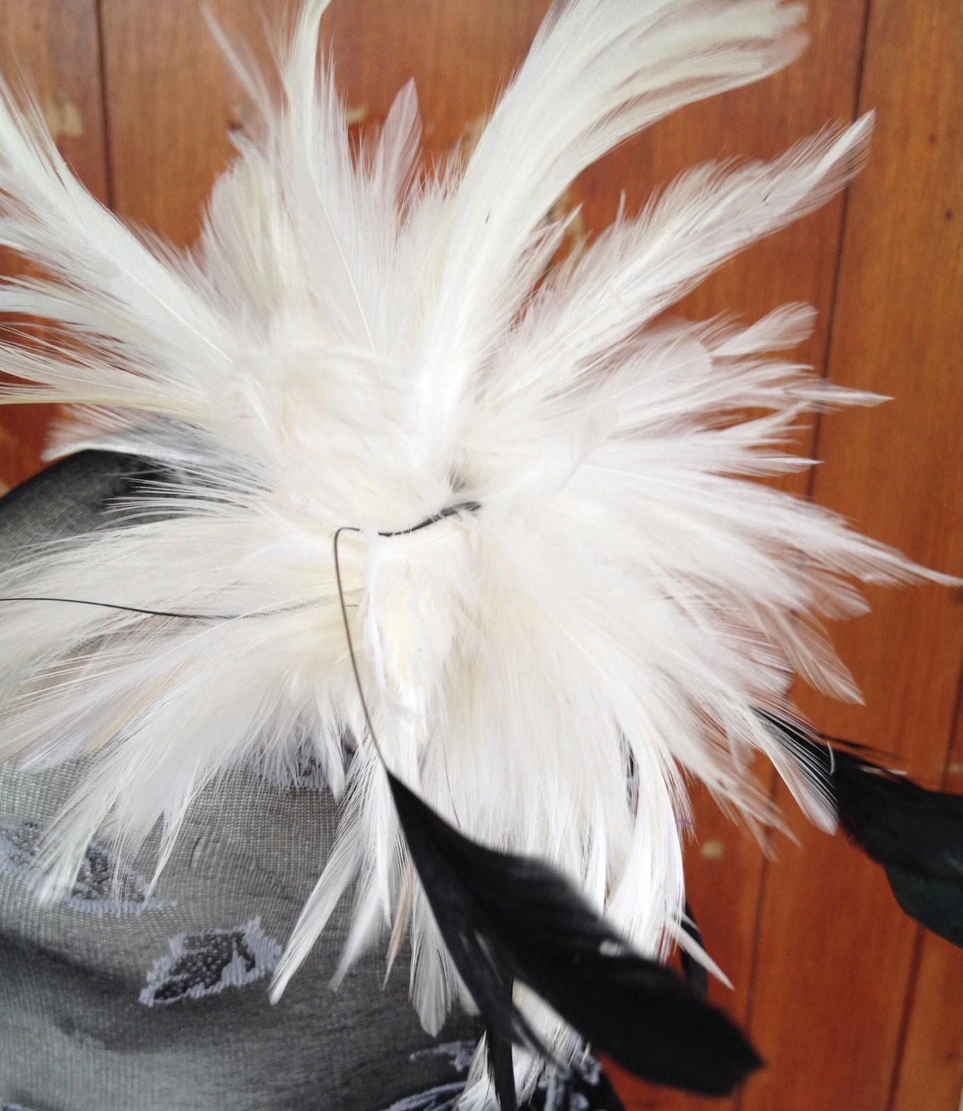Ivory fascinator millinery feather brooch clip wedding ascot hat hair piece
