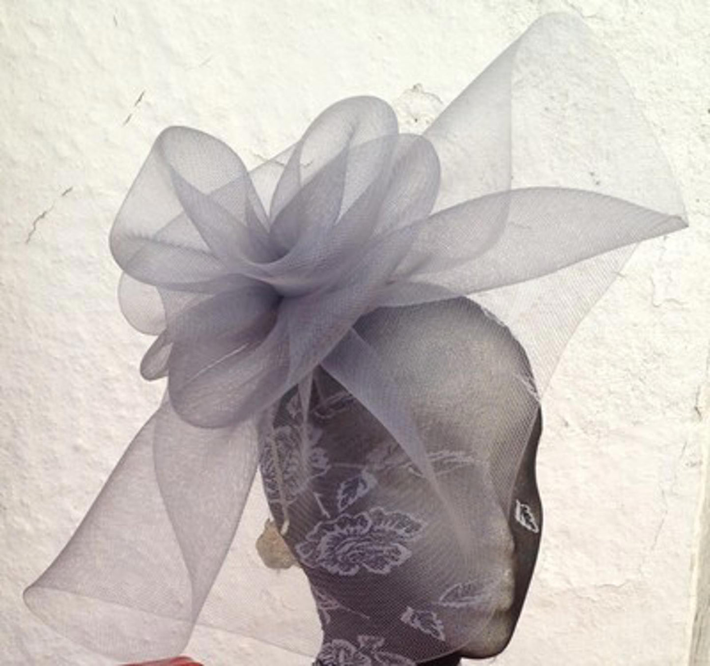 grey fascinator millinery burlesque wedding hat hair piece ascot race bridal x